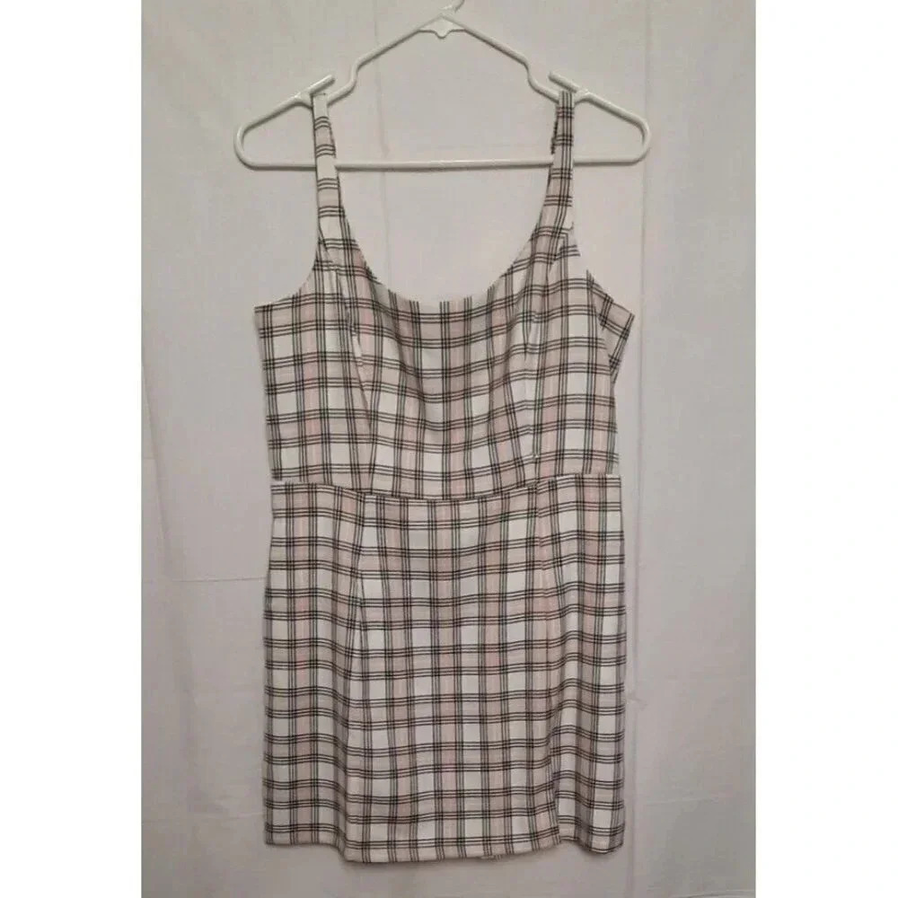 New Aeropostale Plaid Pink White Plaid Jumper Dress Women's Size Large